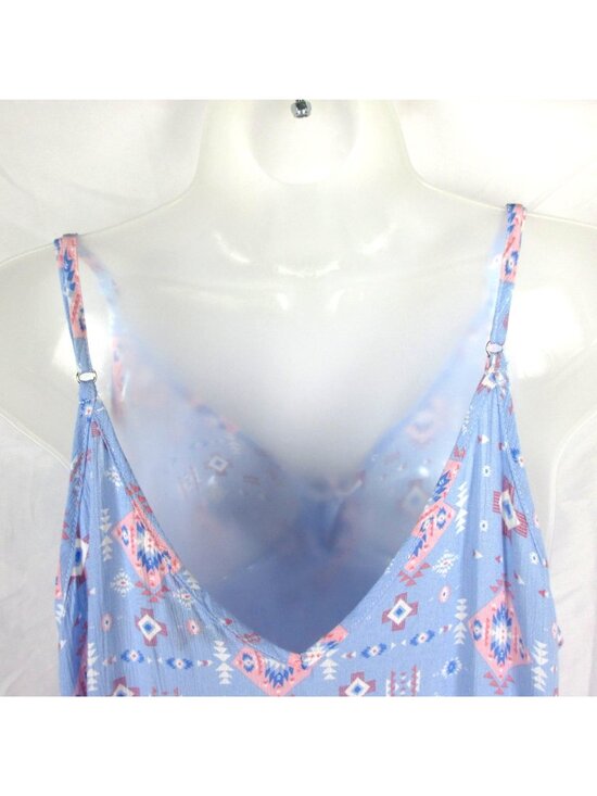 Simply Southern Blue Aztec Print Cotton Maxi Dress Adjustable Straps XL Summer - Picture 7 of 7